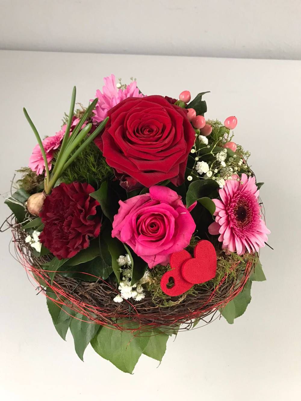 Gärtnerei Vietzen in Ulm - Blumenstrauß rot / rosé