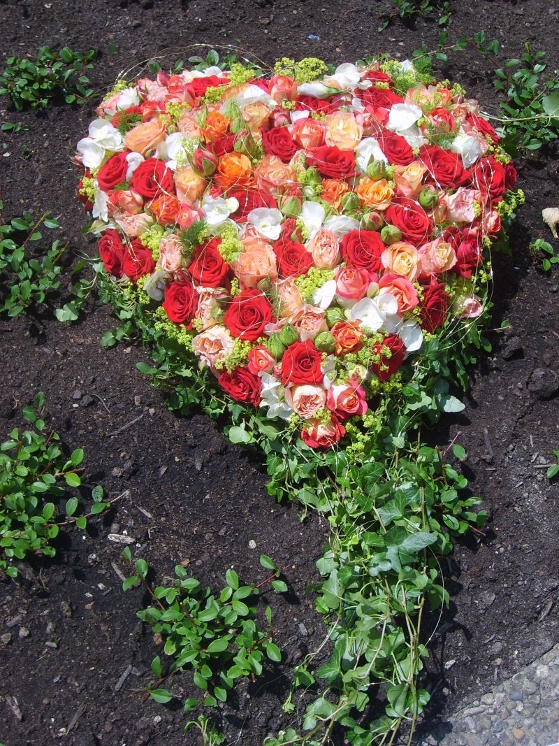 Gärtnerei Vietzen aus Ulm - Trauerfloristik Herzen Rosenmischung